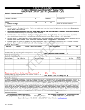 Thurston County Flexible Spending Arrangement Claim Form