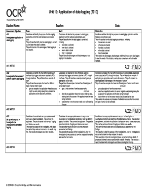 Data Logging Application Assessment Form