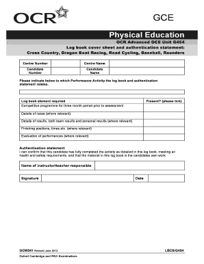 ocr unit g454 log book form