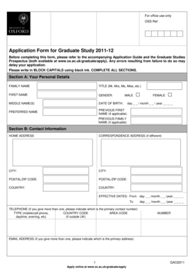 Application Form for Graduate Study