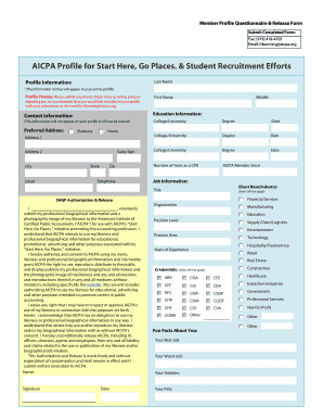 AICPA Member Profile Questionnaire & Release Form