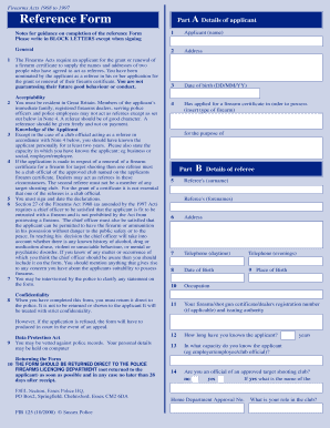 UK Firearm Certificate Reference Form