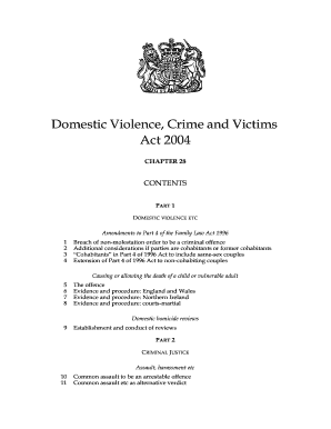 Fillable Online legislation gov Domestic Violence, Crime and Victims ...