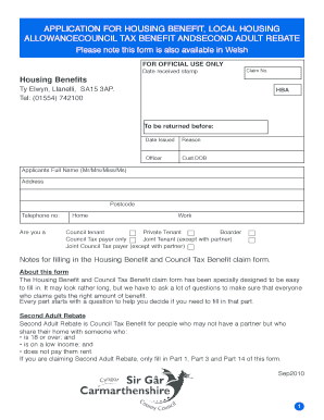 Housing Benefit Application Form