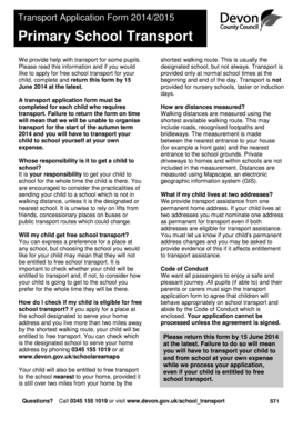 Primary School Transport Application Form