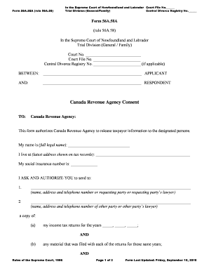 Form 56A.58A - Canada Revenue Agency Consent