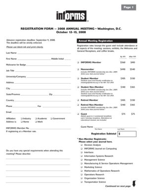 2008 INFORMS Annual Meeting Registration Form