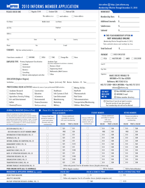 2010 INFORMS Member Application