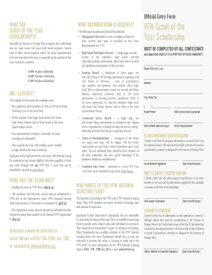 VFW Scout of the Year Application Form