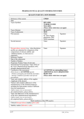 Pharmaceutical Quality Information Form