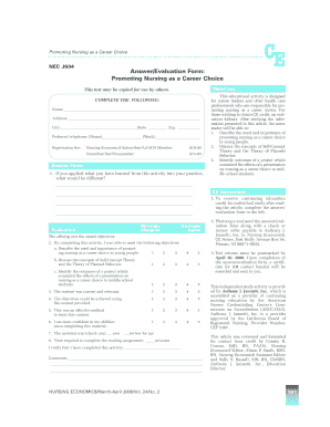 Nursing Career Promotion Evaluation Form