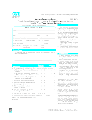 NEC J0704 Answer Form