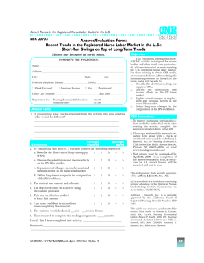 Nursing Economic CNE Answer Form