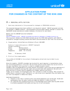 Application form for changes in the content of the iehk 2006 - who