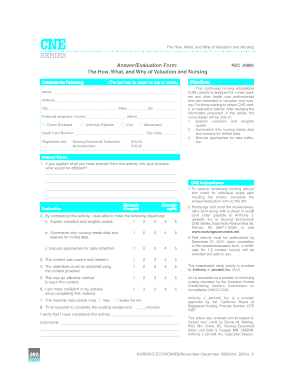 NEC J0806 Answer/Evaluation Form