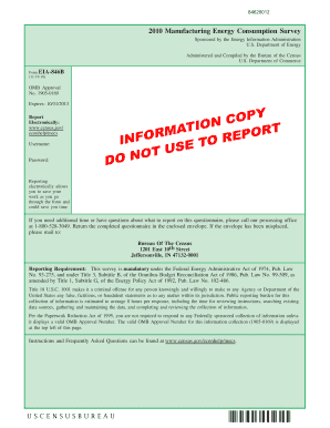 2010 Manufacturing Energy Consumption Survey Form EIA-846B