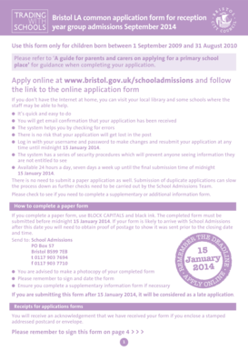 Bristol Reception School Application Form