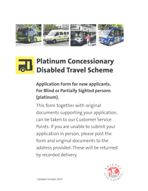 Platinum Disabled Travel Scheme Application Form