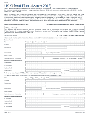 UK Kickout Plans Application Form