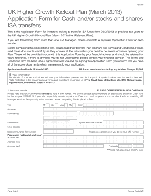 UK Higher Growth Kickout Plan Application Form