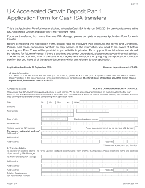 UK Accelerated Growth Deposit Plan 1 Application Form
