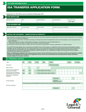 UK Fixed Income Plan 5 ISA Transfer Application Form