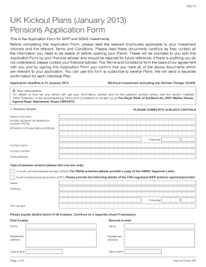 UK SIPP SSAS Pension Application Form