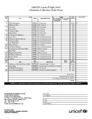 UNICEF Christmas Collection Order Form