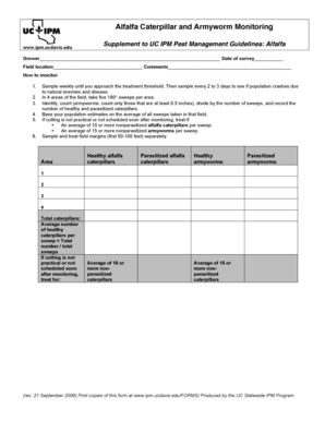 Alfalfa Caterpillar and Armyworm Monitoring Form