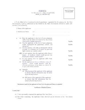 Medical Certificate for Driving License