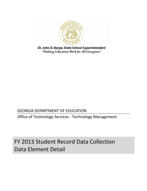 FY 2013 Student Record Data Collection