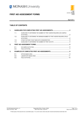 First Aid Assessment Form OHS20309