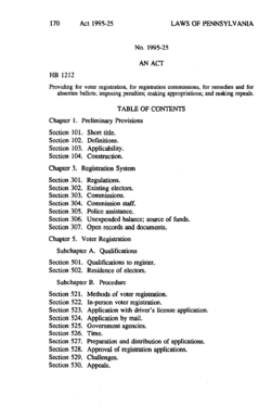 Pennsylvania Voter Registration Act - enactment - Legislative ...