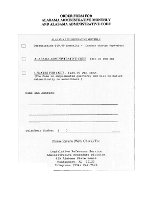 Alabama Administrative Order Form