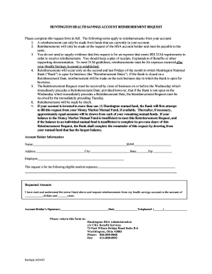 Huntington Health Savings Account Reimbursement Request