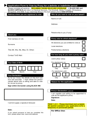 UK Proxy Vote Application Form