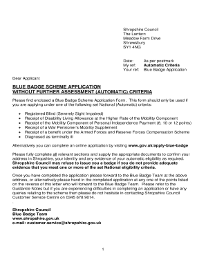 Blue Badge Application Form