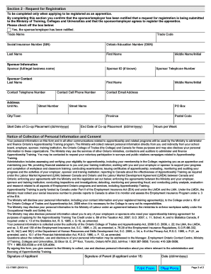 Ontario Apprentice Registration Form