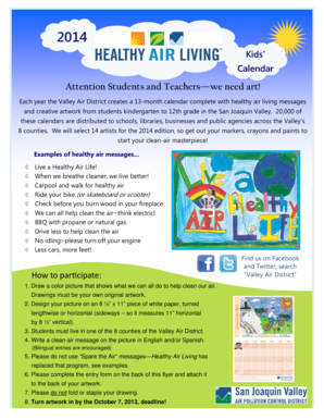 2014 Healthy Air Living Kids’ Calendar Contest