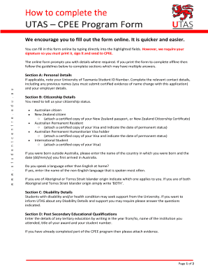 UTAS CPEE Program Form