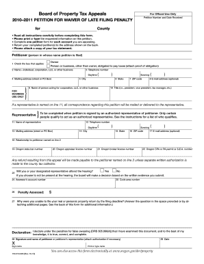 Oregon Petition for Waiver of Late Filing Penalty