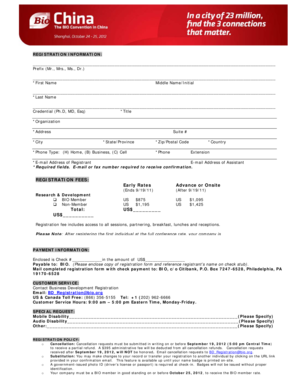 BIO Conference Registration Form