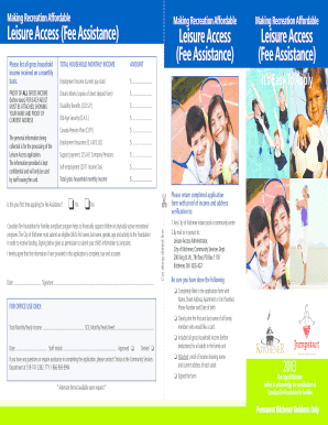 Leisure Access Fee Assistance Application