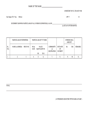Overdue Export Bills Statement