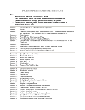 Certificate of Automobile Insurance Ontario