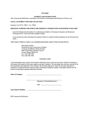 Ontario FOI Consent and Notification