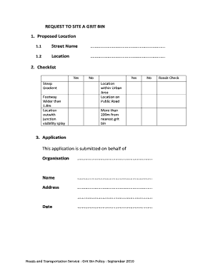 Grit Bin Request Form