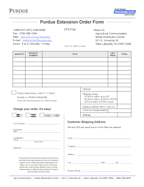 Purdue Extension Order Form