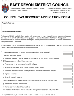 Fillable Online eastdevon gov Council Tax Form: Discount Form - East