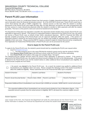 Parent PLUS Loan Application